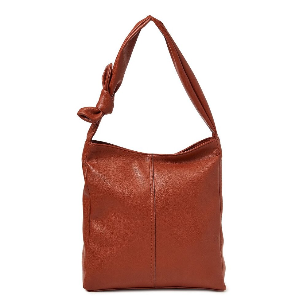 Minimalist Cognac Bow-Top Katie Bag